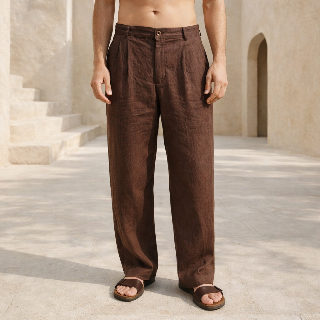 Pantalón Lino Ancho Tono Tierra