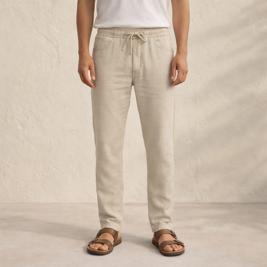 Pantalón Lino Natural Mediterráneo