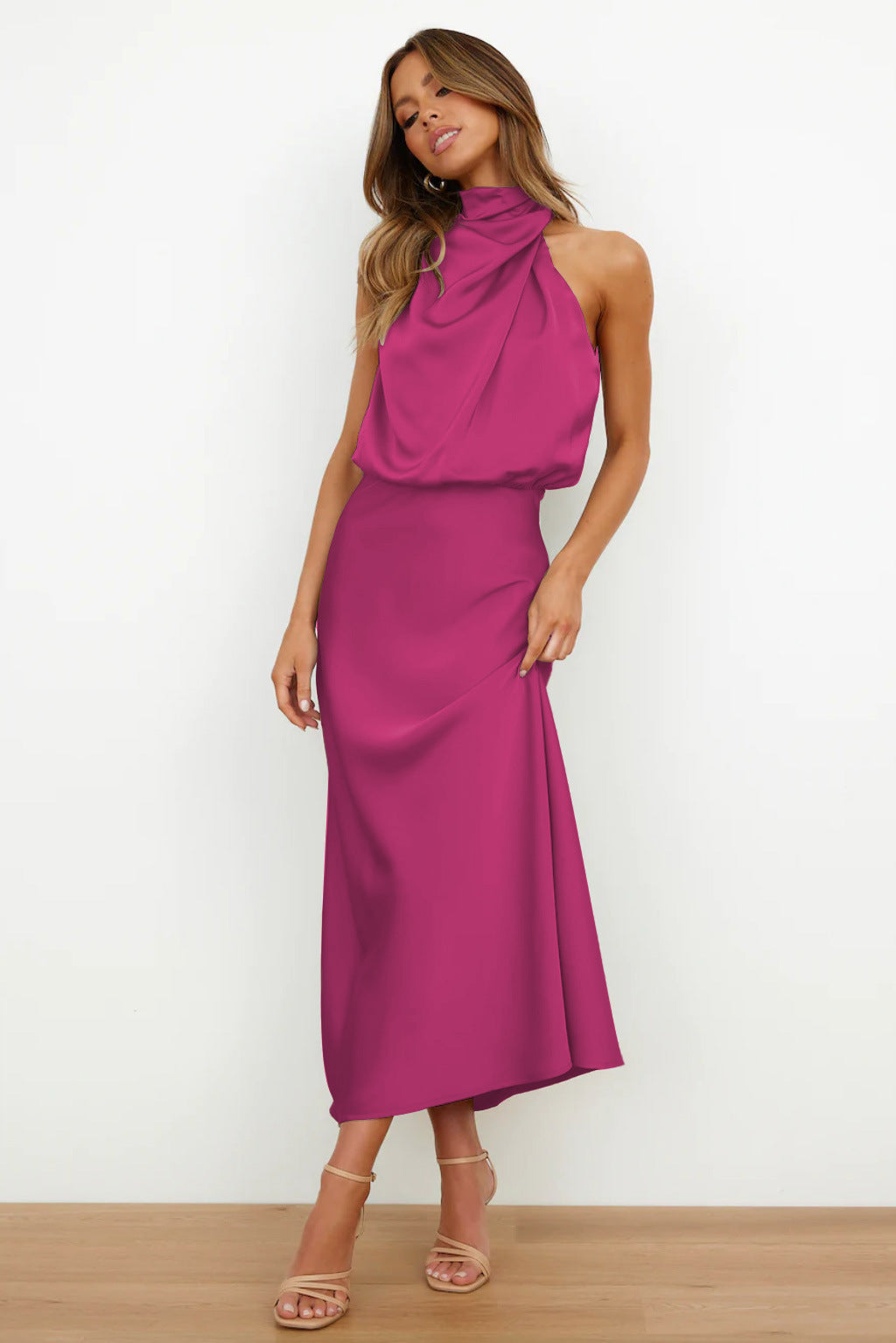 Vestido Capas Sahara Fluido Beige