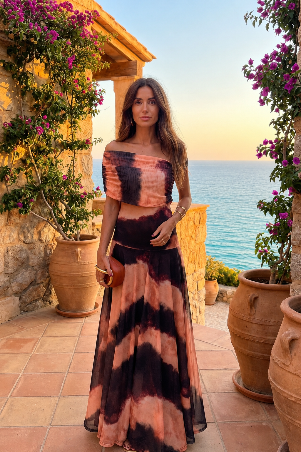 Vestido Estampado Naranja Tostado Toledo