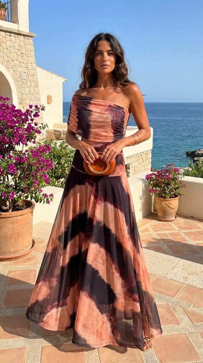 Vestido Estampado Naranja Tostado Toledo