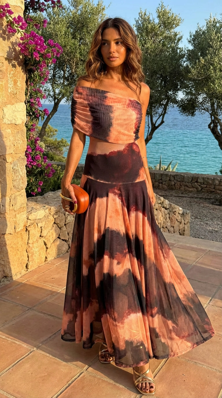 Vestido Estampado Naranja Tostado Toledo