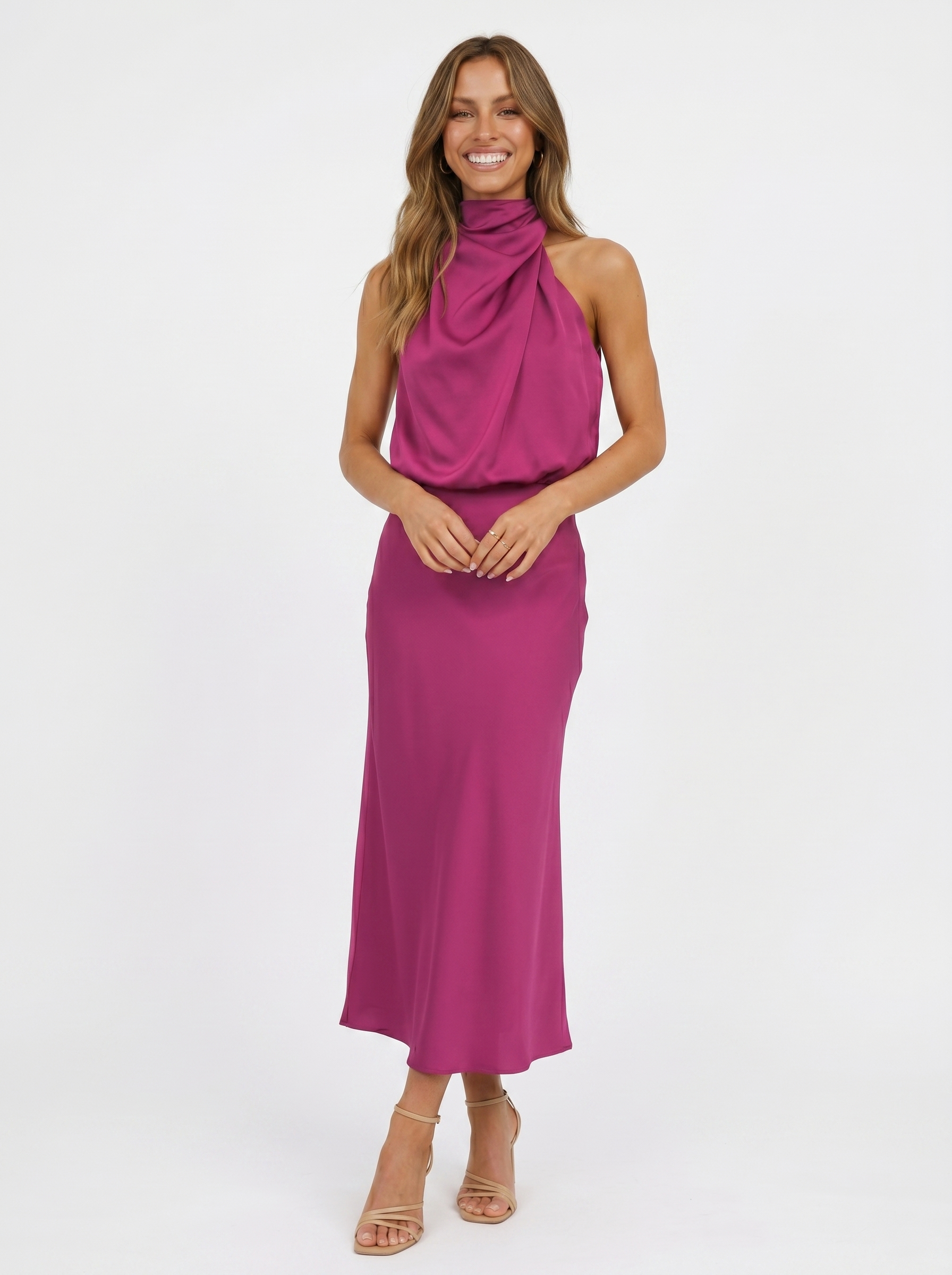 Vestido Halo largo con cuello halter