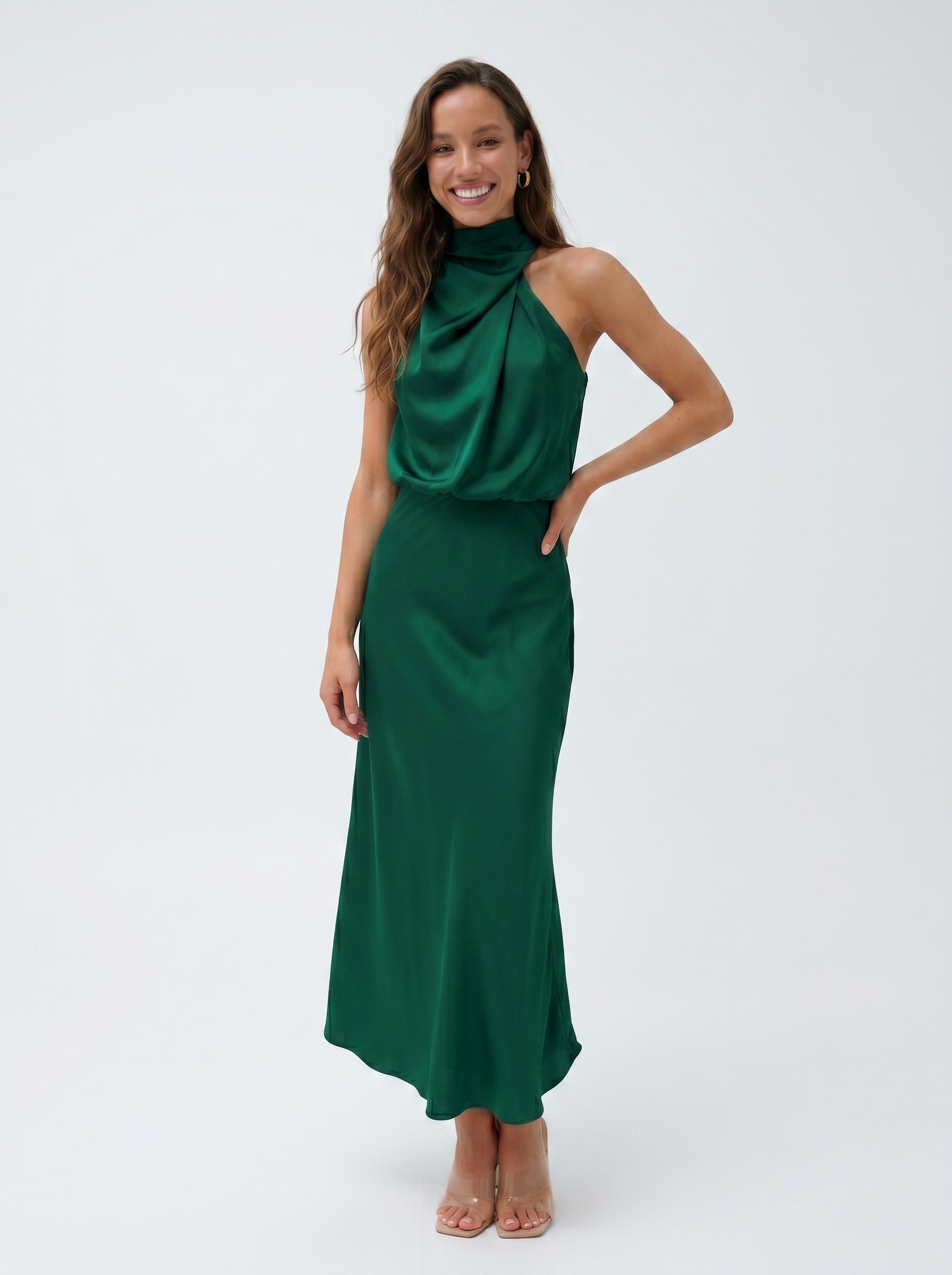 Vestido Halo largo con cuello halter