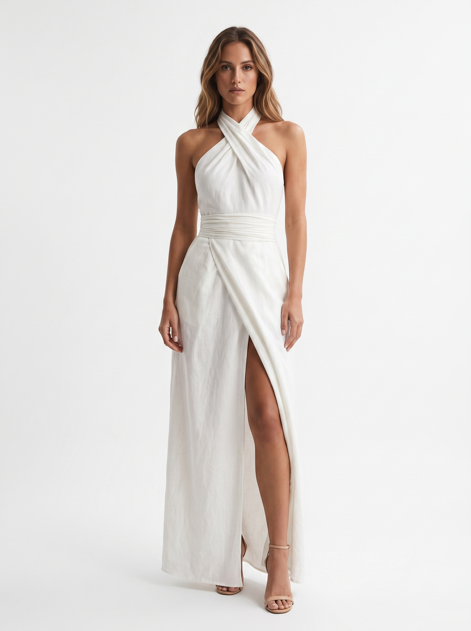 Vestido largo cruzado elegante