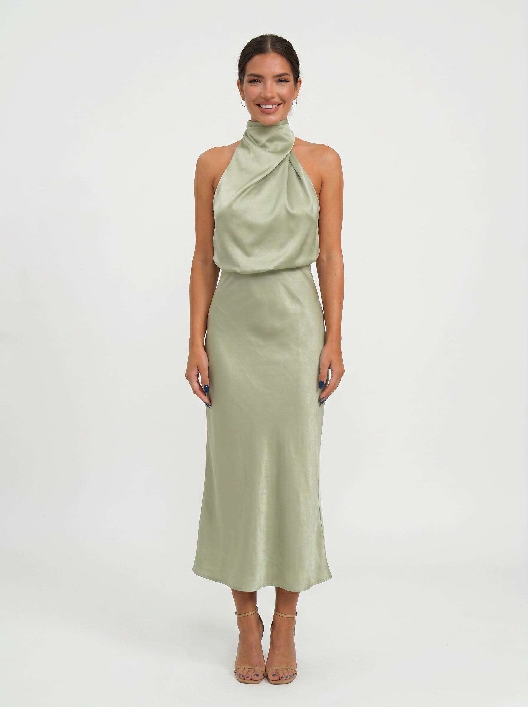 Vestido Halo largo con cuello halter