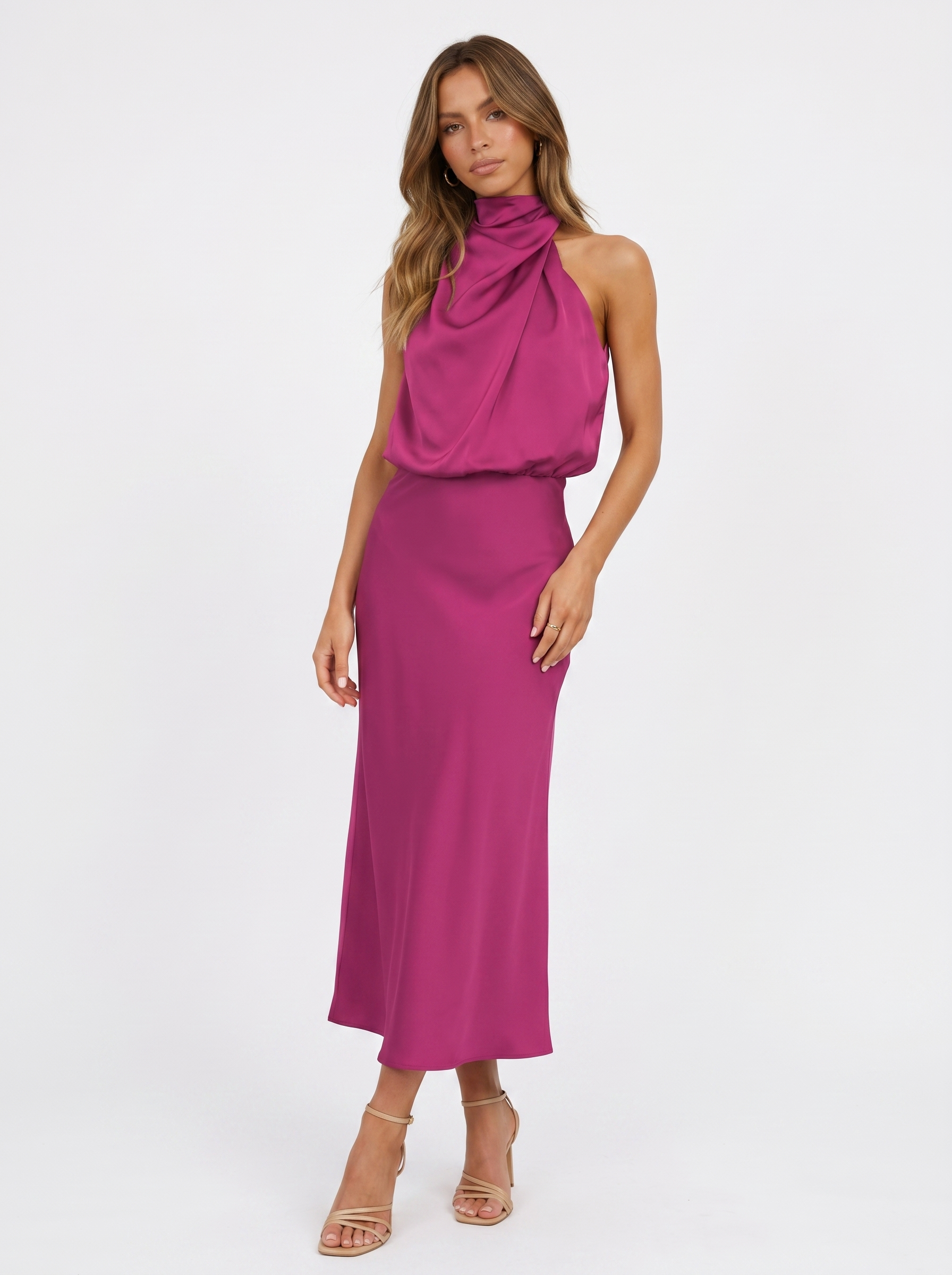 Vestido Halo largo con cuello halter