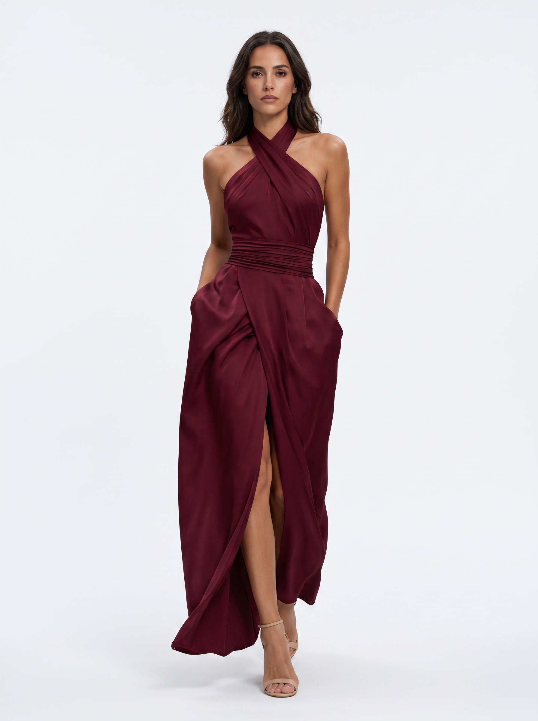 Vestido largo cruzado elegante