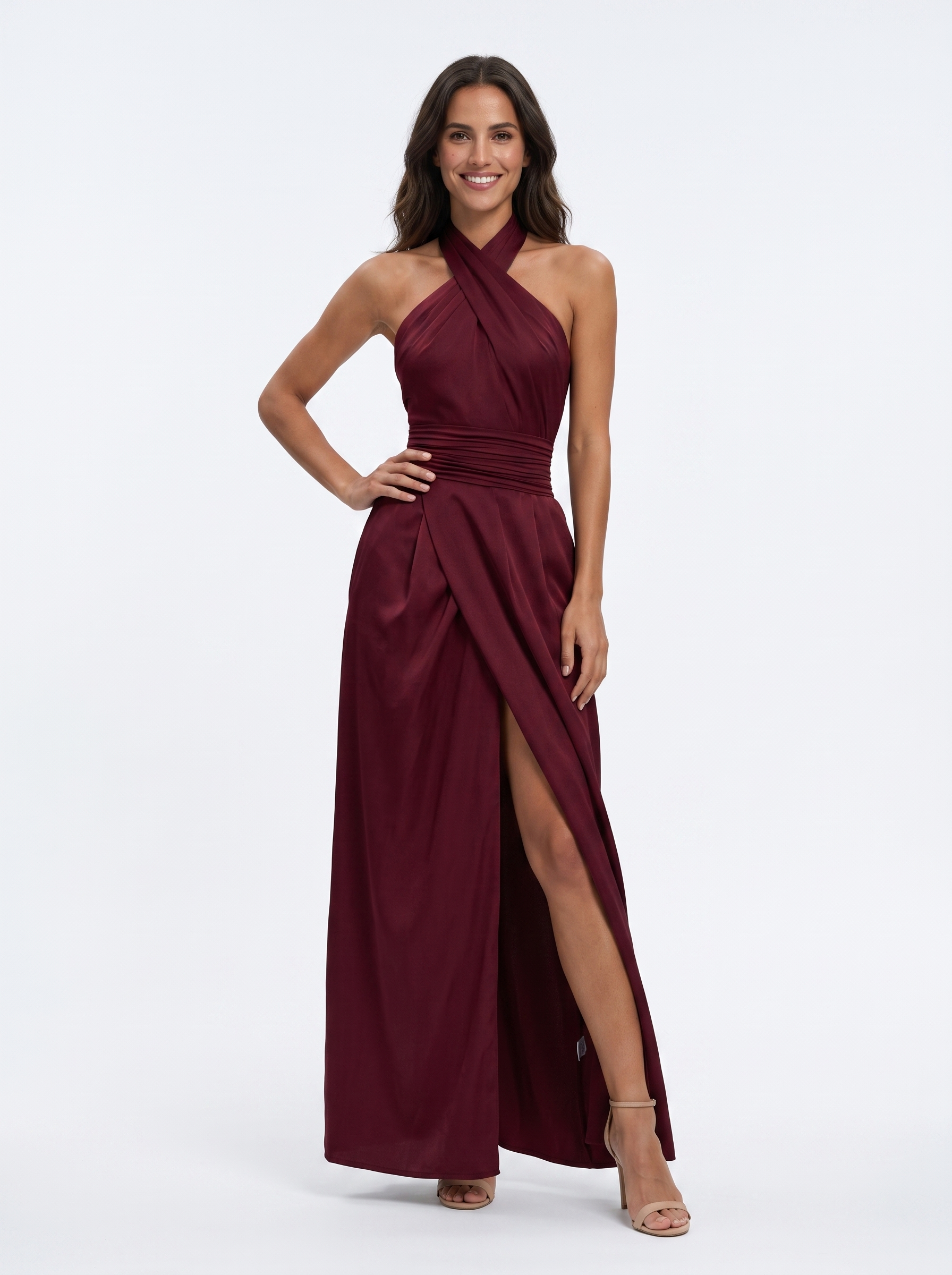 Vestido largo cruzado elegante