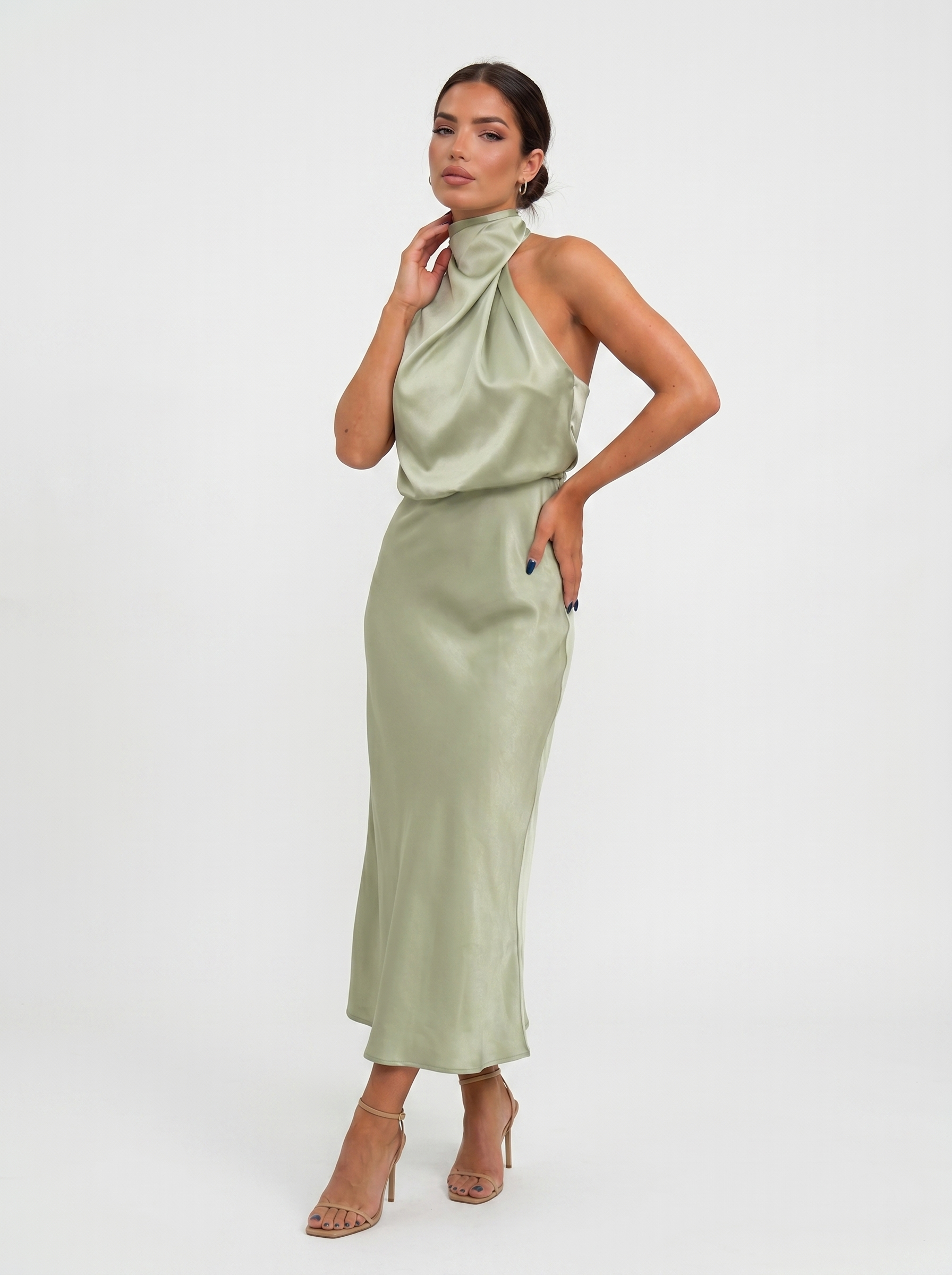Vestido Halo largo con cuello halter