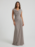 Vestido Largo Escote Drapeado Fluido