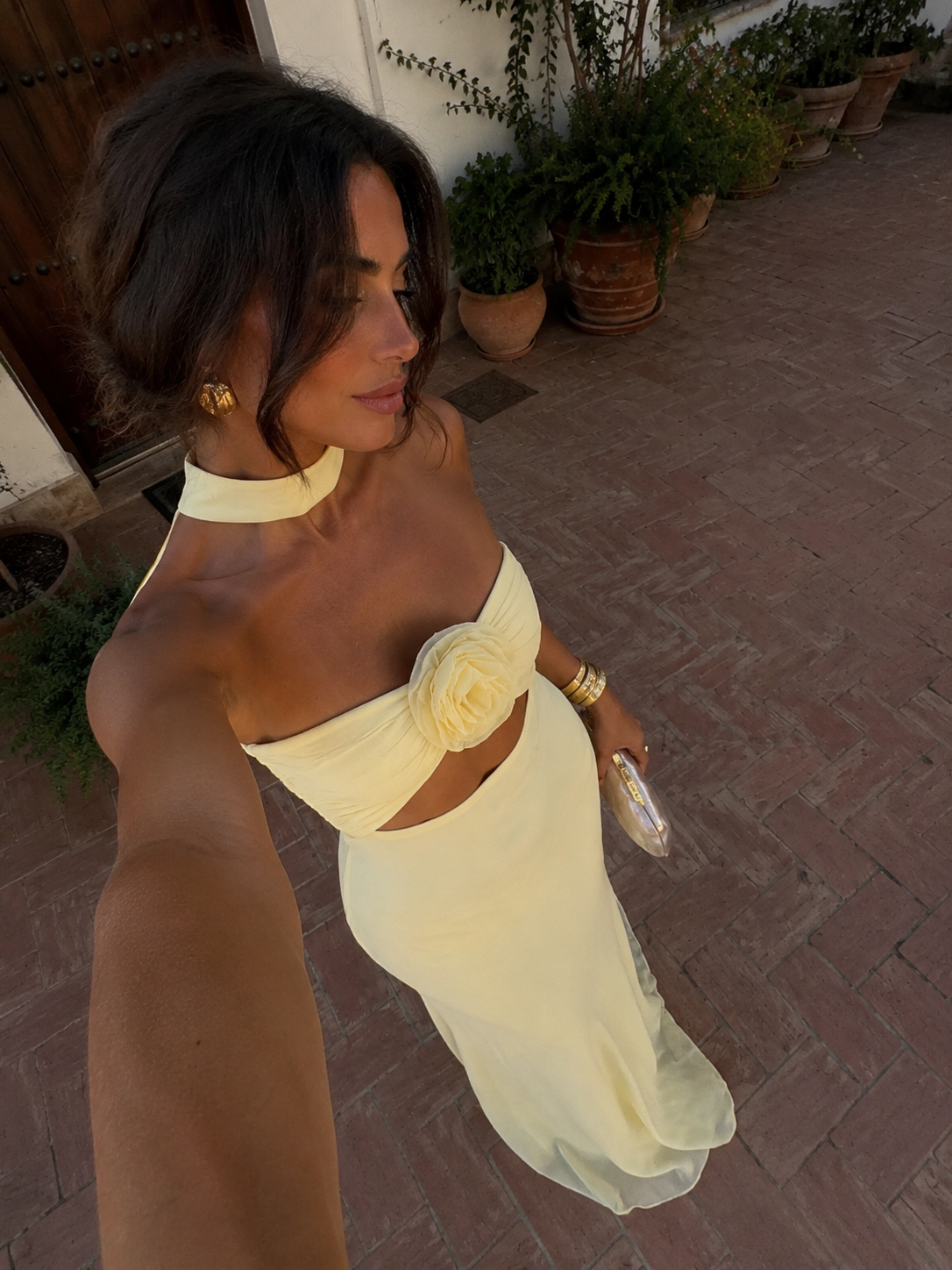 Vestido Amarillo Pastel Floral Suave