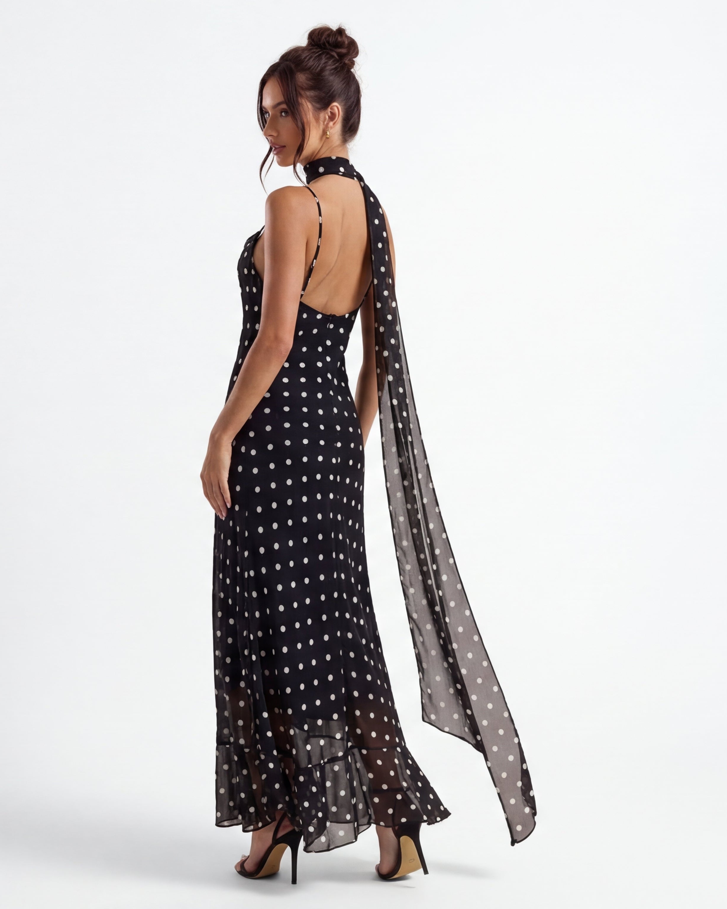 Vestido Lunares Negro Elegante