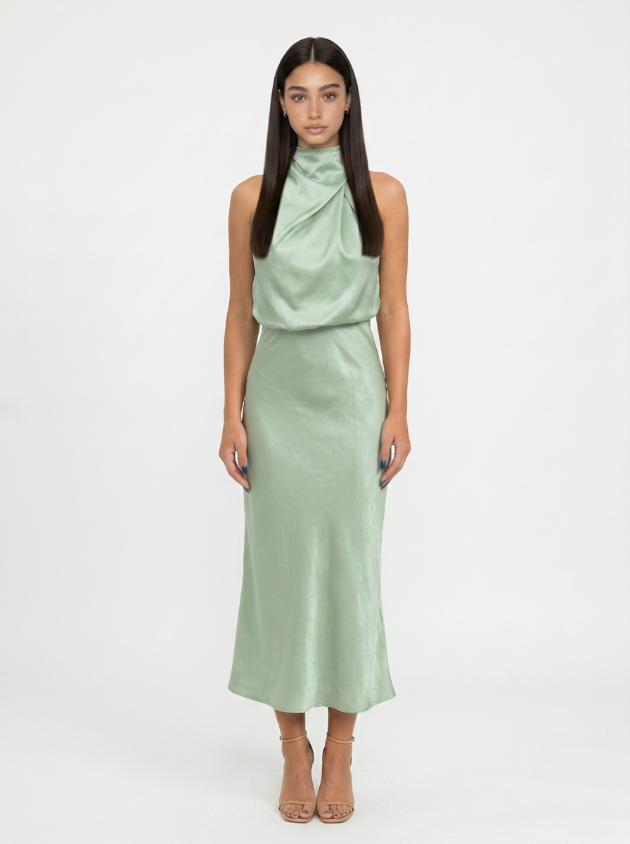 Vestido Halo largo con cuello halter