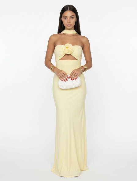 Vestido Amarillo Pastel Floral Suave